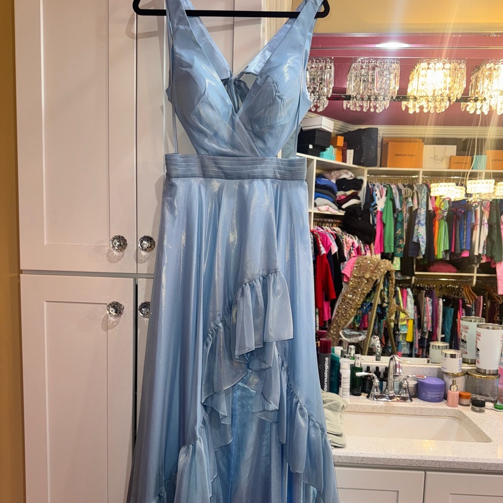Mac Duggal Light Blue High Low Dress